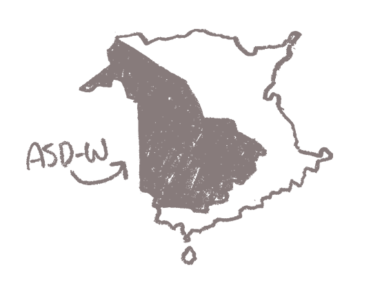 A map of New Brunswick with a region shaded to indicate the district's region. The shaded region approximately covers the central-western area of the province.