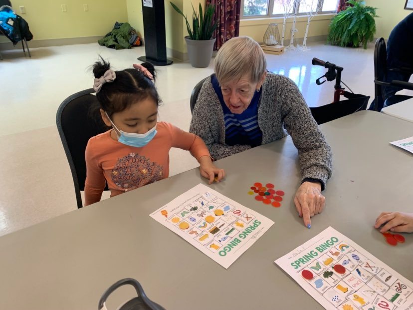 Barkers Point Elementary School students paid two visits to residents at Fredericton's York Care Centre (YCC) nursing home in March.