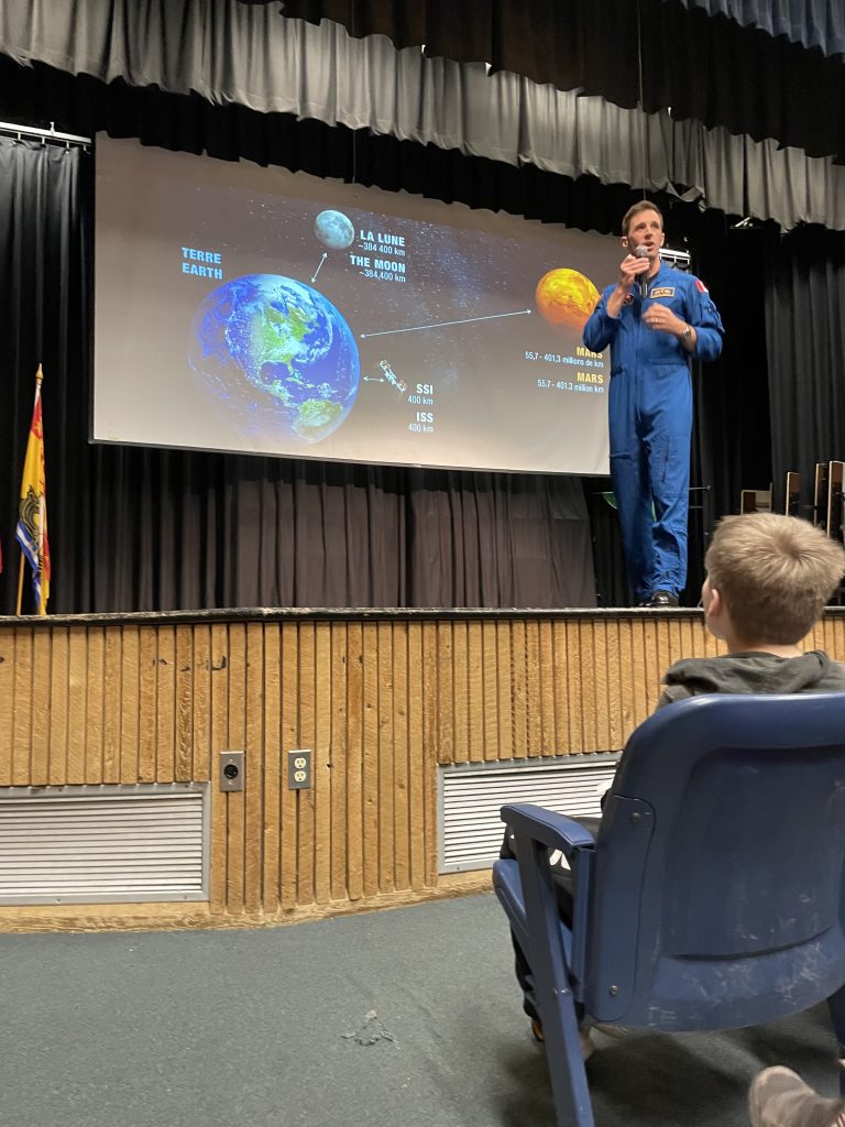 Canadian Space Agency (CSA) astronaut Joshua Kutryk speaks to students at Nashwaaksis Middle School on Wednesday, March 20, 2024.