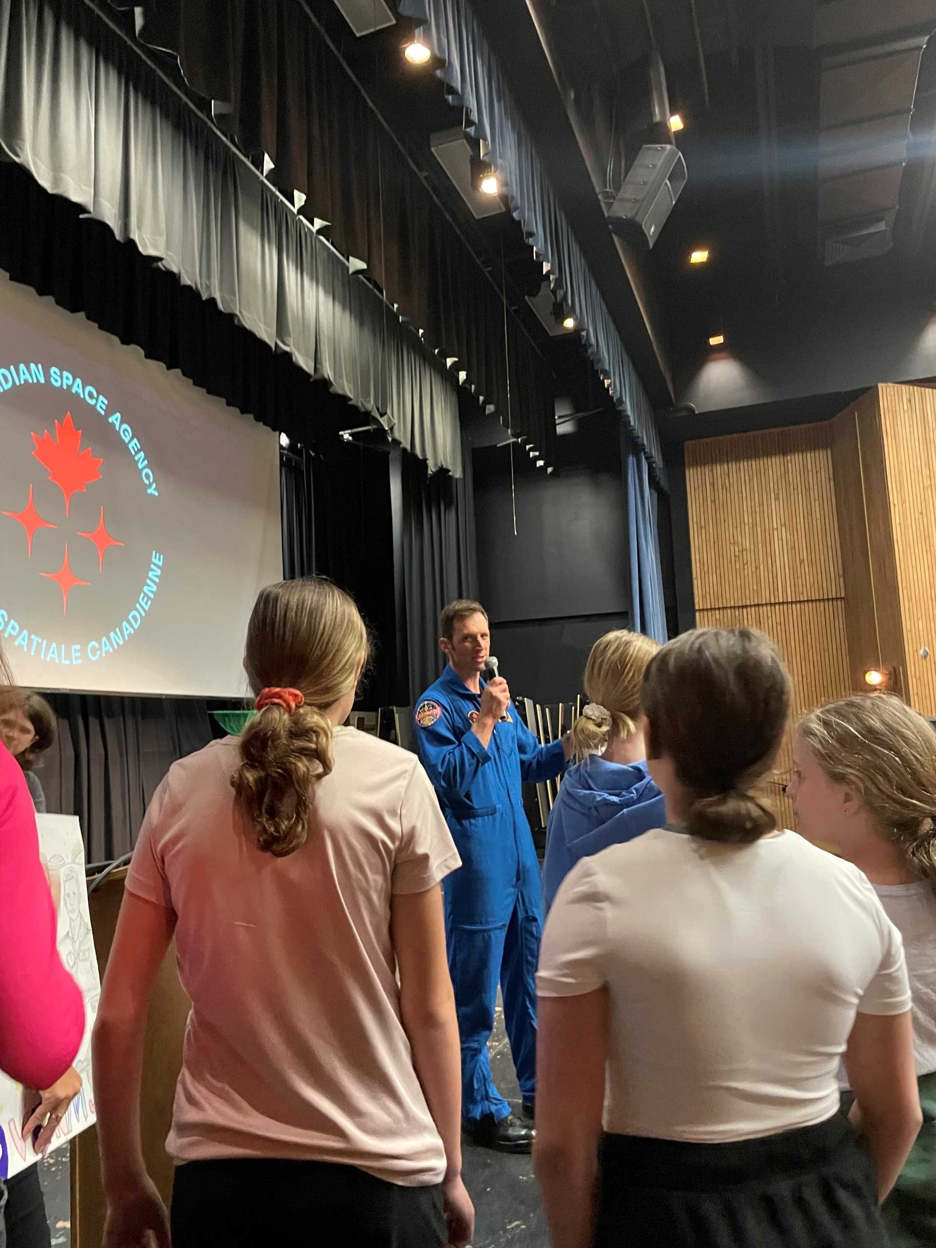 Canadian Space Agency (CSA) astronaut Joshua Kutryk speaks to students at Nashwaaksis Middle School on Wednesday, March 20, 2024.