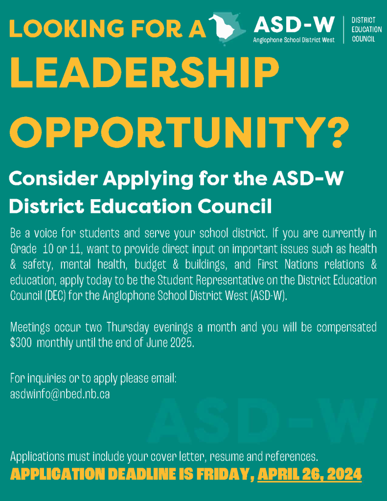 Student Leadership Opportunity Poster 2024-2025