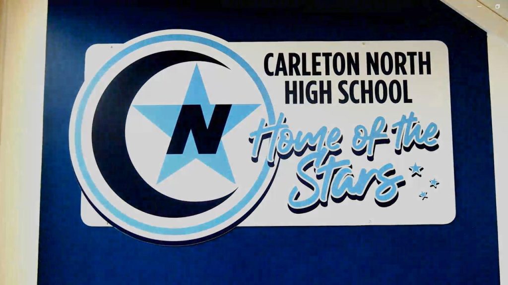 Carleton North High School sign.