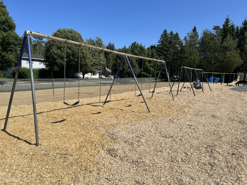 A swing set at Priestman Street Elementary School.