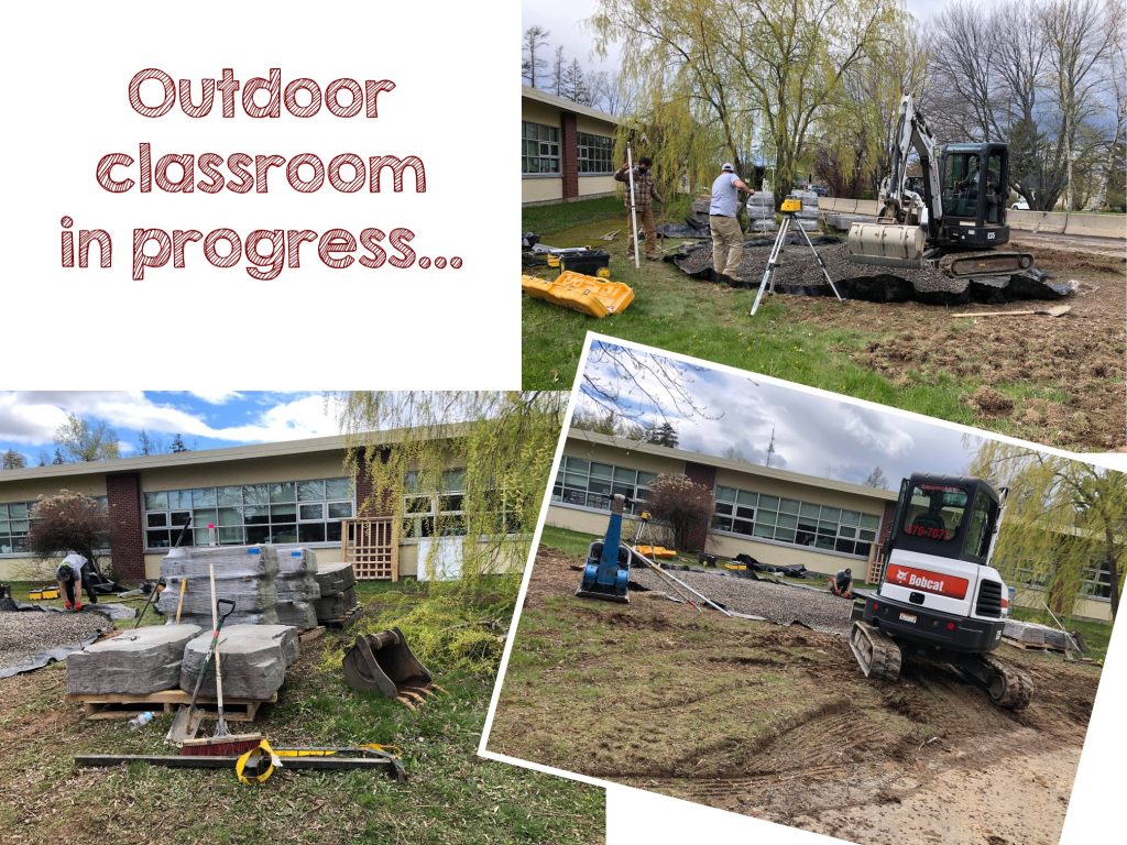 Construction of the Montgomery Street School outdoor classroom in Fredericton, in 2021.