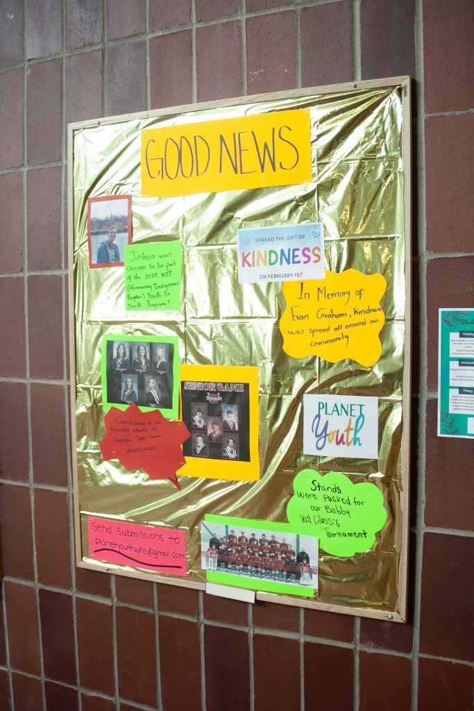 The Woodstock High School "good news" board.