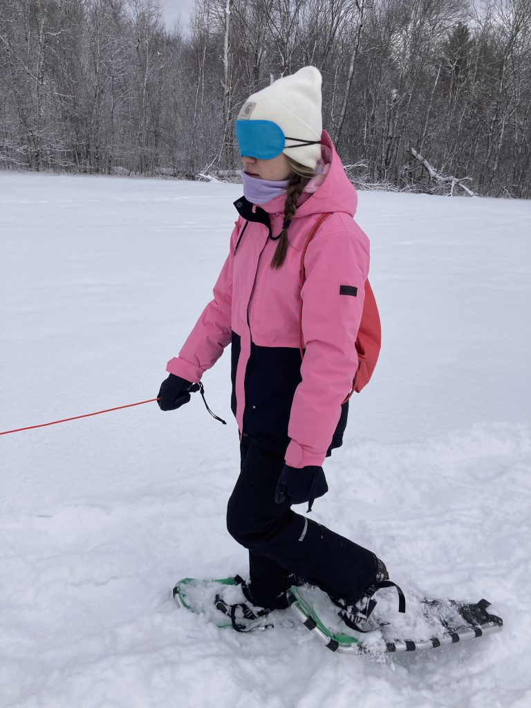 A Minto Memorial High School student snowshoes at Mactaquac Provincial Park on Feb. 20, as part of Wildlife Learning: Take It Outside Week.