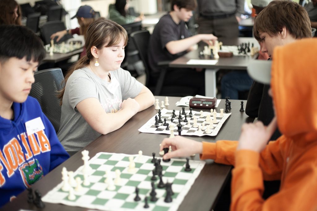 Students deep in concentration at the annual FEC/OEC high school chess tournament at Hanwell Park Academy, on Feb. 20.