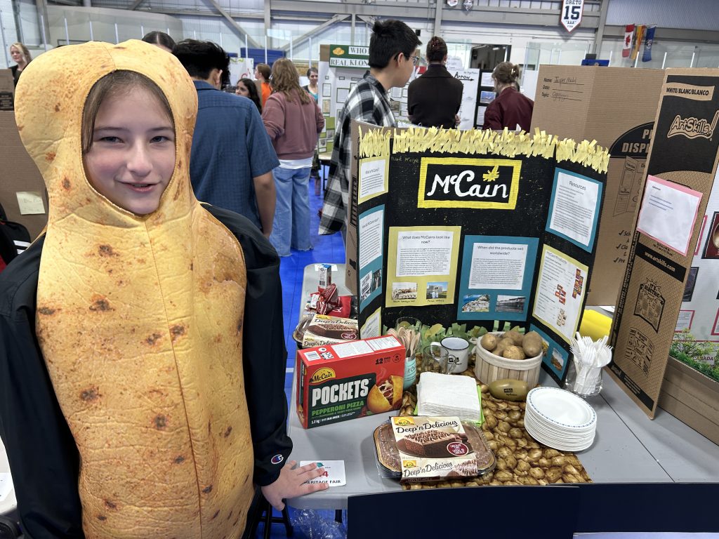 Khloe Laforge, a Grade 8 John Caldwell School student, researched the McCain company for her 2025 Regional Heritage Fair project.