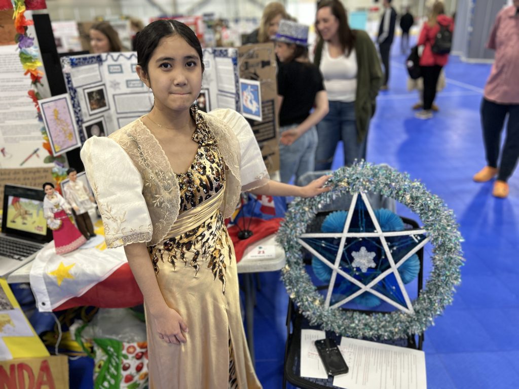 Grade 9 Fredericton High School Elyssa Laxamana presented her Heritage Fair project on the parol, a five-pointed, star-shaped lantern important in Filipino culture.