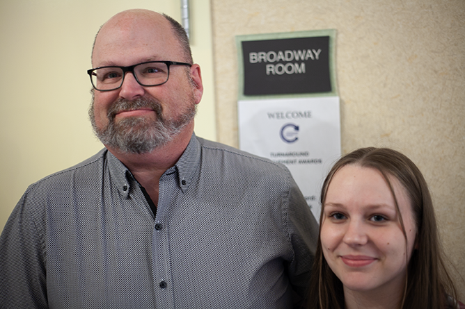 Ryan Stacey and his daughter, Grade 12 John Caldwell School student Chelsea Stacey.