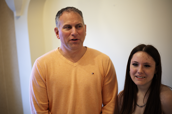 Nackawic Middle School Principal Stephen Jones and Grade 8 student Mya Brooks-Lisoway.
